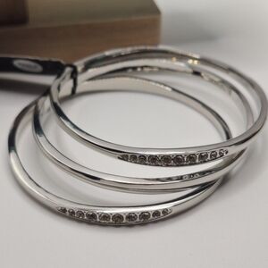 Laundry by Shelli Segal Silver Tone Crystal Bangle Set